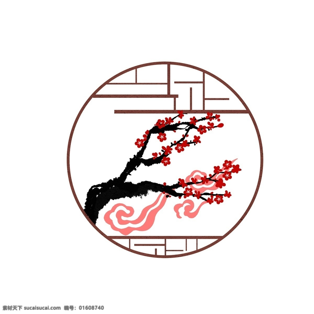 中国 风 古典 梅花 新年 插画 商用 元素 中国风 祥云