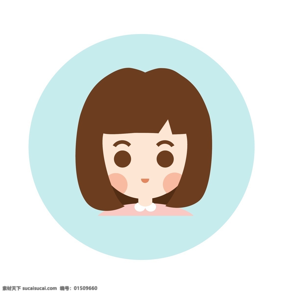 扁平化 可爱 小女孩 图标 头像 齐刘海 短发