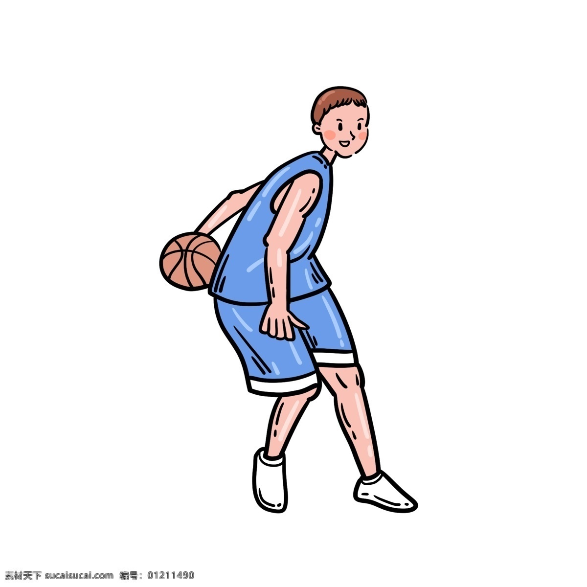 卡通 矢量 免 抠 可爱 篮球 男生 免抠 打篮球 蓝色 篮球衣 小白鞋 运动 夏季 快乐 开心 短裤 短发