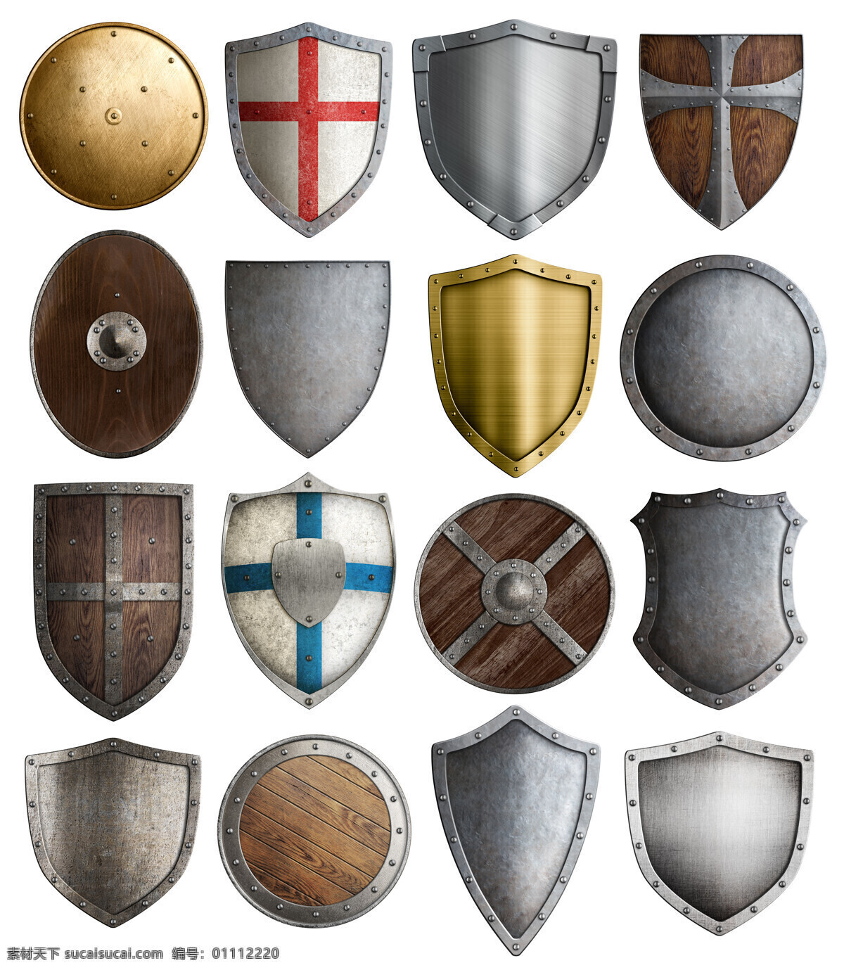 中世纪骑士 士兵金属盾牌 头盔 盔甲 金属盾牌