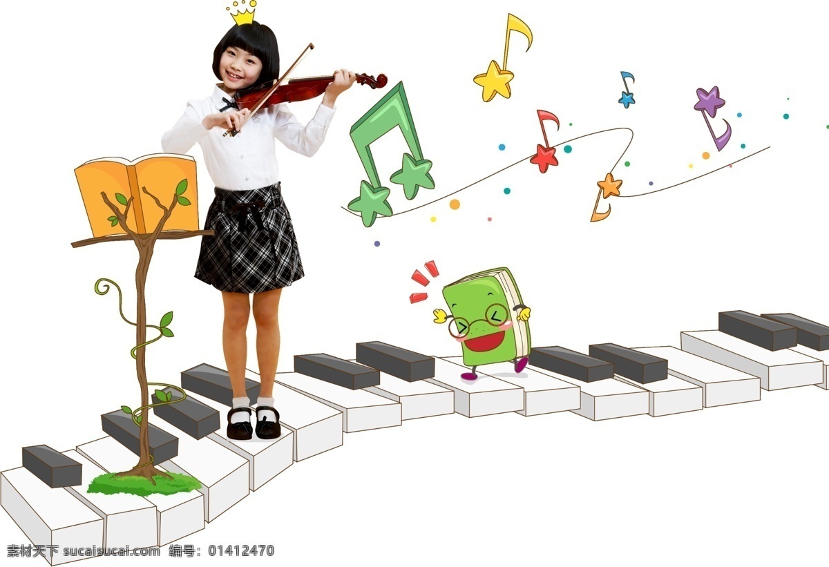 拉 小提琴 乐谱 琴键 小女孩 音乐符号 psd源文件