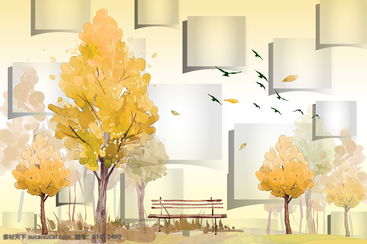 黄色 树木 背景 墙 背景墙 壁纸 风景 高分辨率图片 高清大图 建筑 装饰 装饰设计 空间建筑 装修 无框画