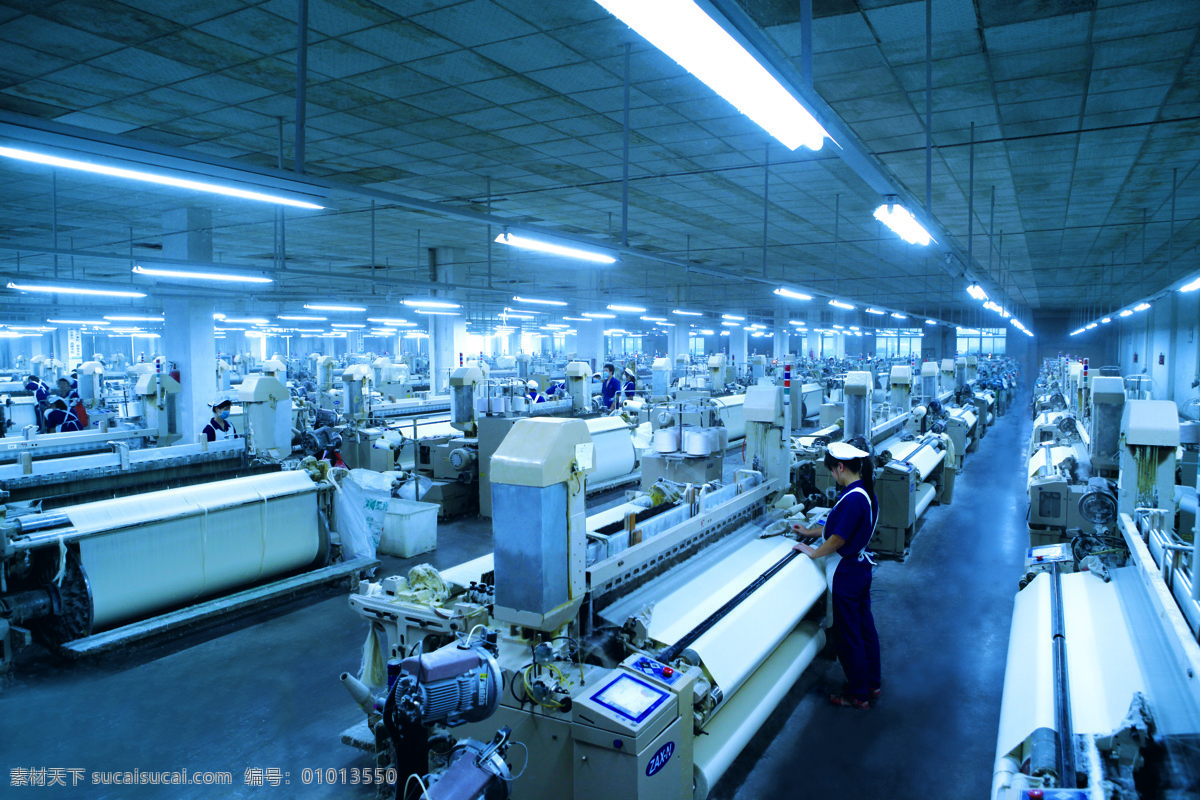 纺织车间 全景 纺织 车间 纺织设备 机械 现代科技 工业生产 摄影图库