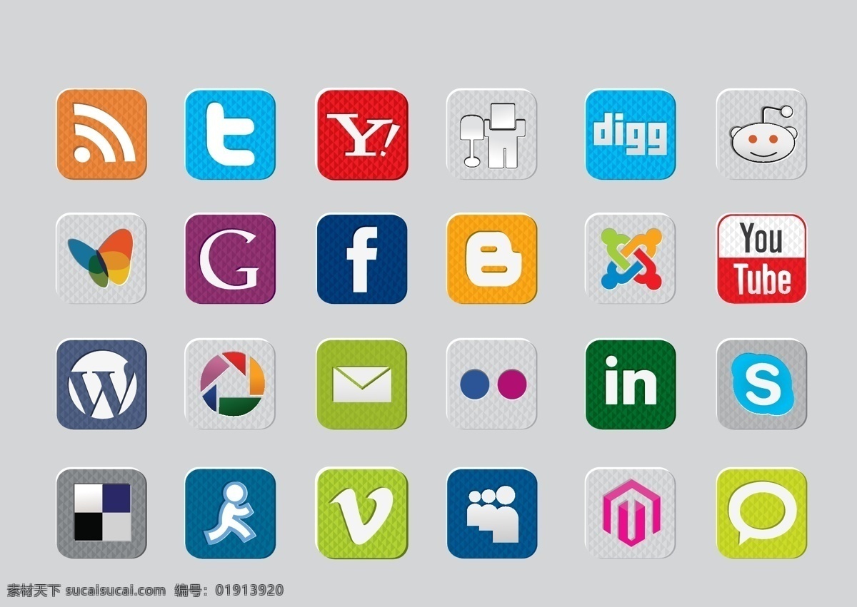社交 logo 图标 社交元素 ui 矢量图 灰色