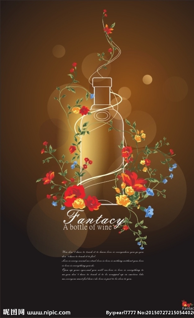 玫瑰花海报 玫瑰 花 围绕 瓶子 花朵 酒精 香水 红玫瑰 海报