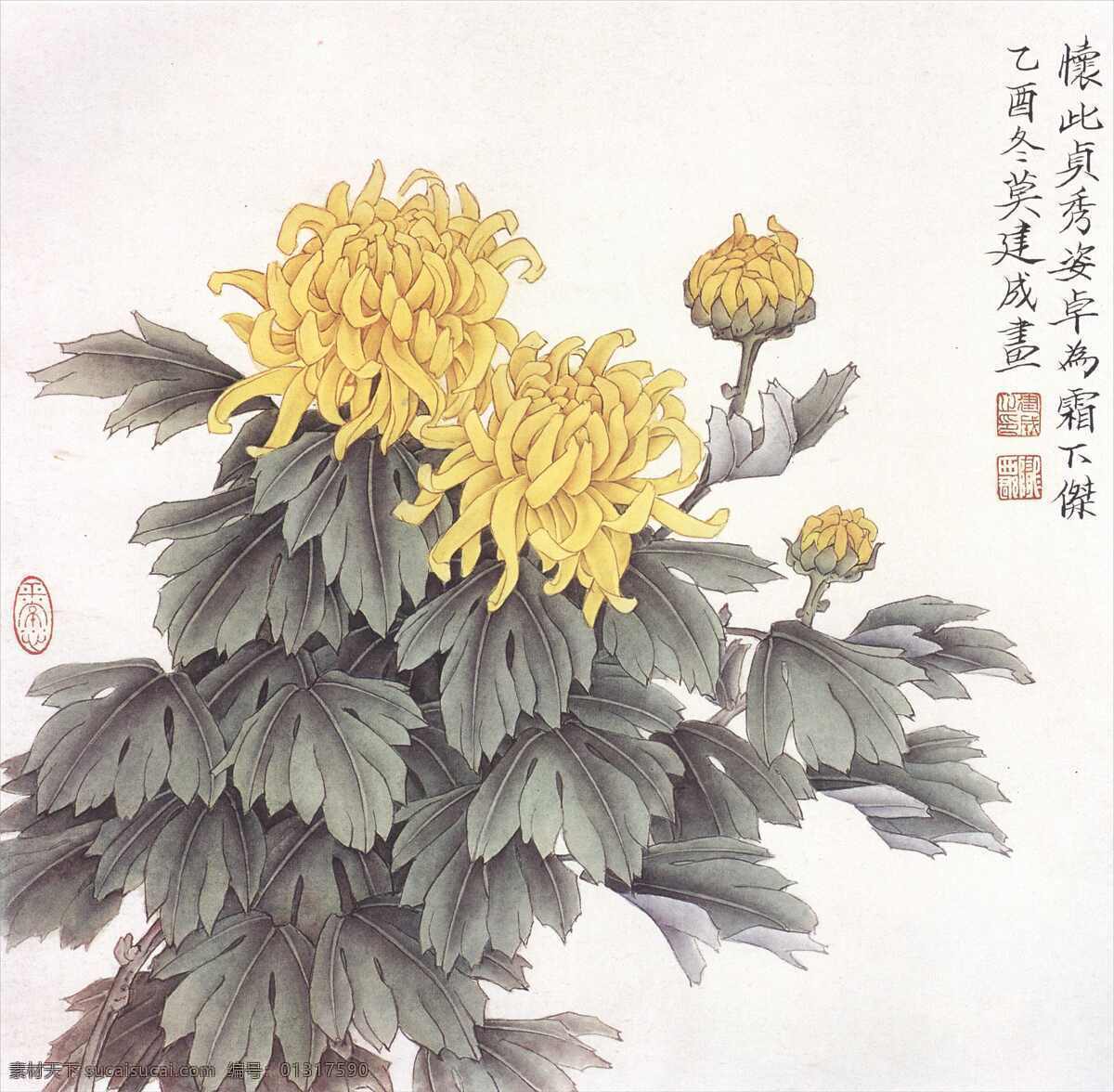 菊花 工笔画 挂画 国画 客厅挂画 水墨画 字画 走廊挂画 装饰素材 无框画