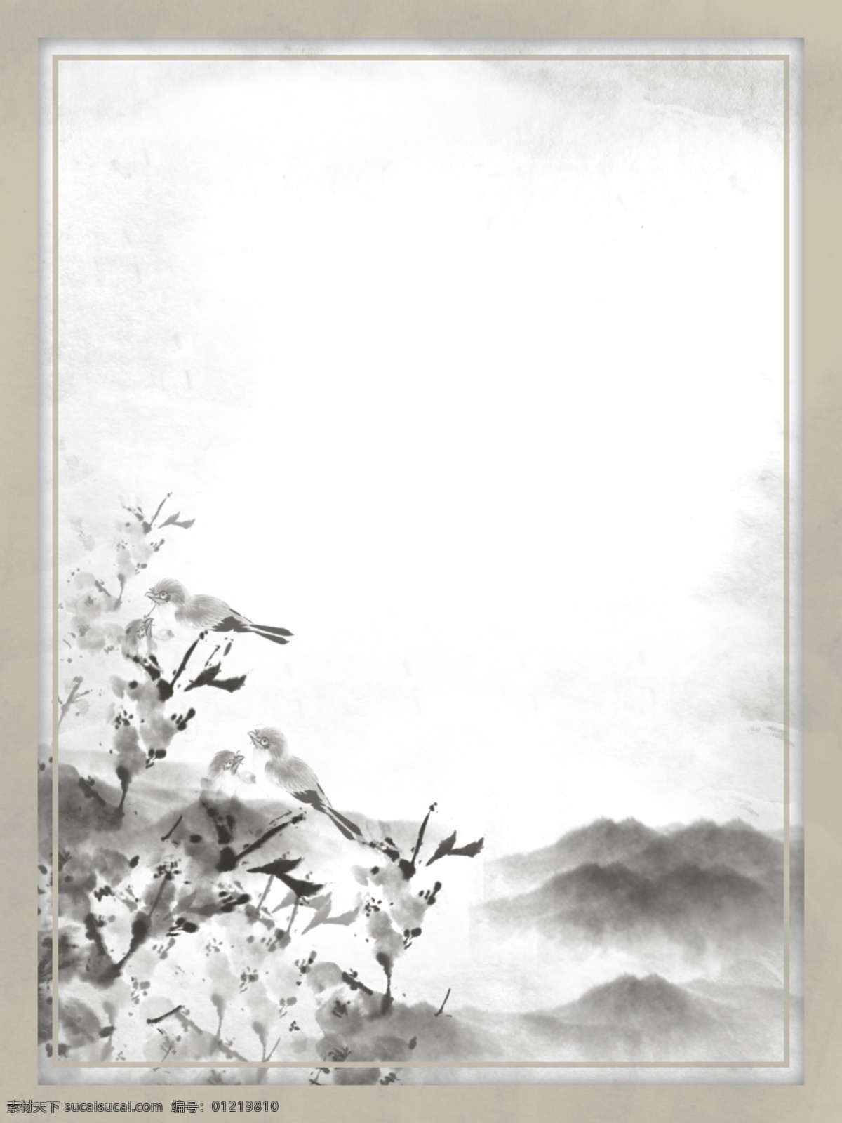 全 原创 中国 风 笔墨 山水 背景 边框背景 复古风 民国风 山脉 水墨