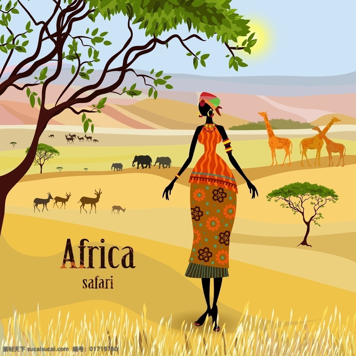 非洲人物 自然 非洲 人物 草原 黄色