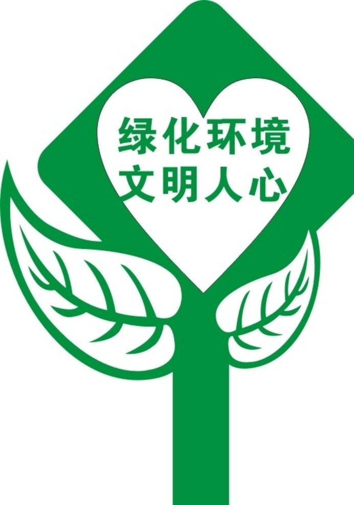花草牌 绿化环境 文明人心 草坪 牌子