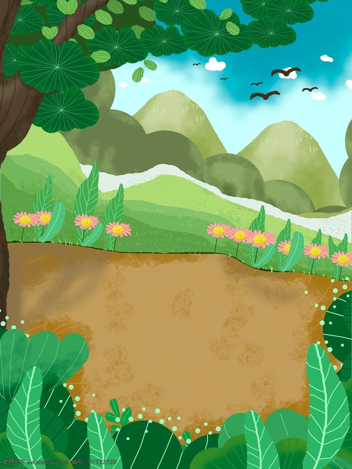 绿色 创意 树林 风景 手绘 背景 植物 卡通 彩色 装饰 设计背景 海报背景 简约 图案