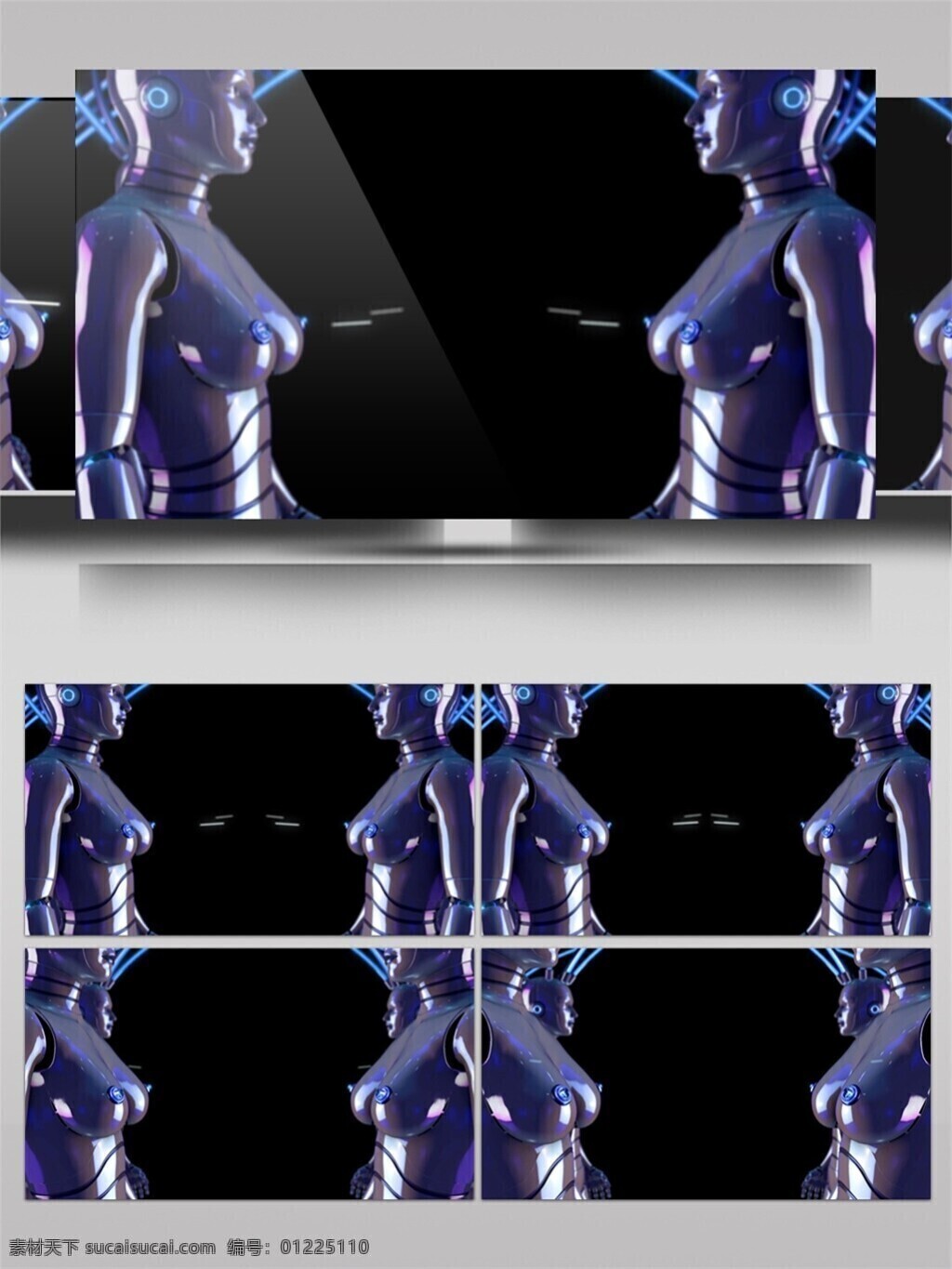 炫 酷 蓝色 机器人 视频 3d视频素材 特效视频素材 炫酷