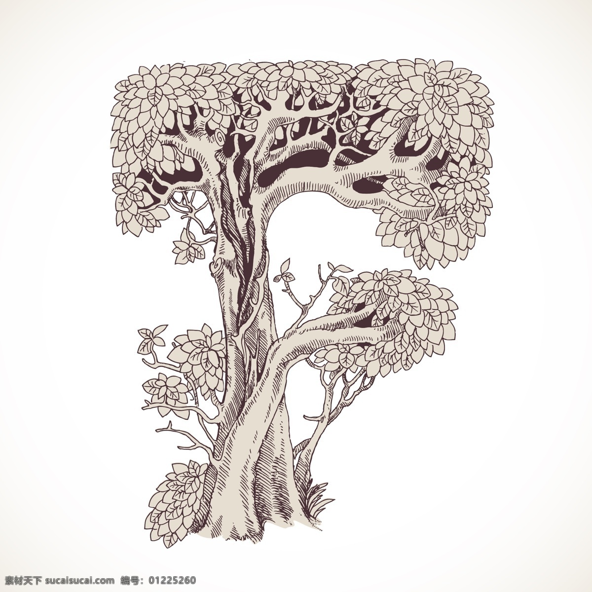 艺术 英文 字母 手绘 树 f 英文字母 艺术字 盆栽 手绘植物 手绘树 园丁 英文形状