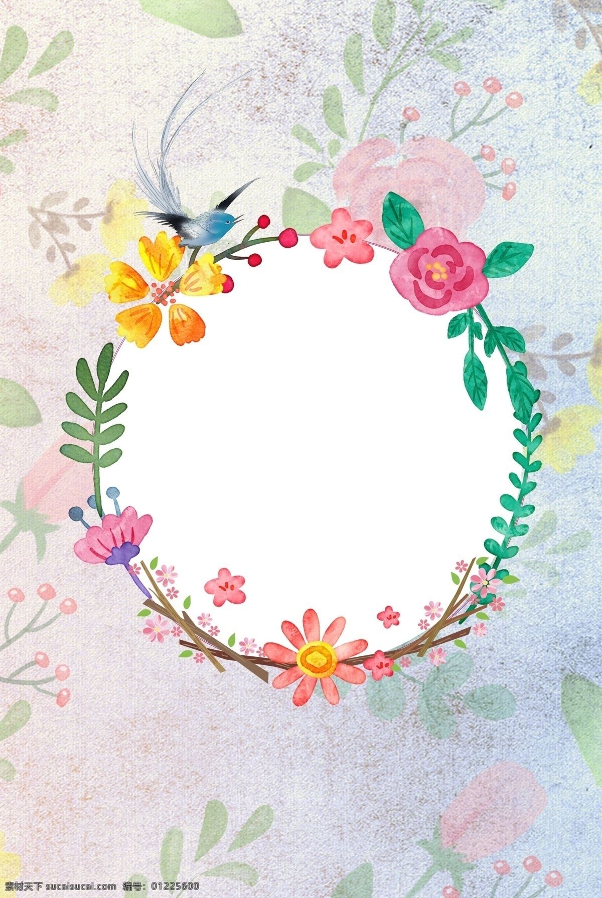 唯美 花卉 边框 创意 合成 背景 春季 花朵 花卉边框 简约