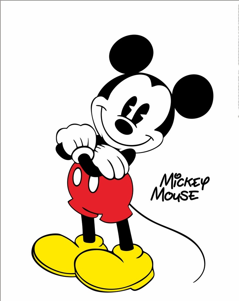 帅气米奇 迪士尼 米奇 米老鼠 动画片 卡通画 握着胳膊 米奇图案 红色 高清 矢量图 卡通图案 动漫动画