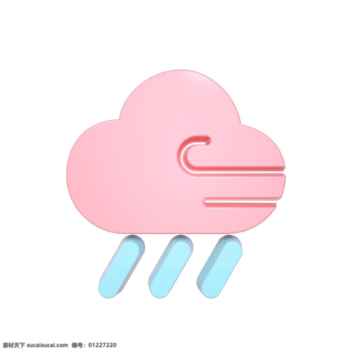 柔 色 天气 类 立体 图标 狂风 大雨 c4d 3d 柔色 粉色 青色 天气类图标 通用图标装饰 可爱 常用 狂风大雨