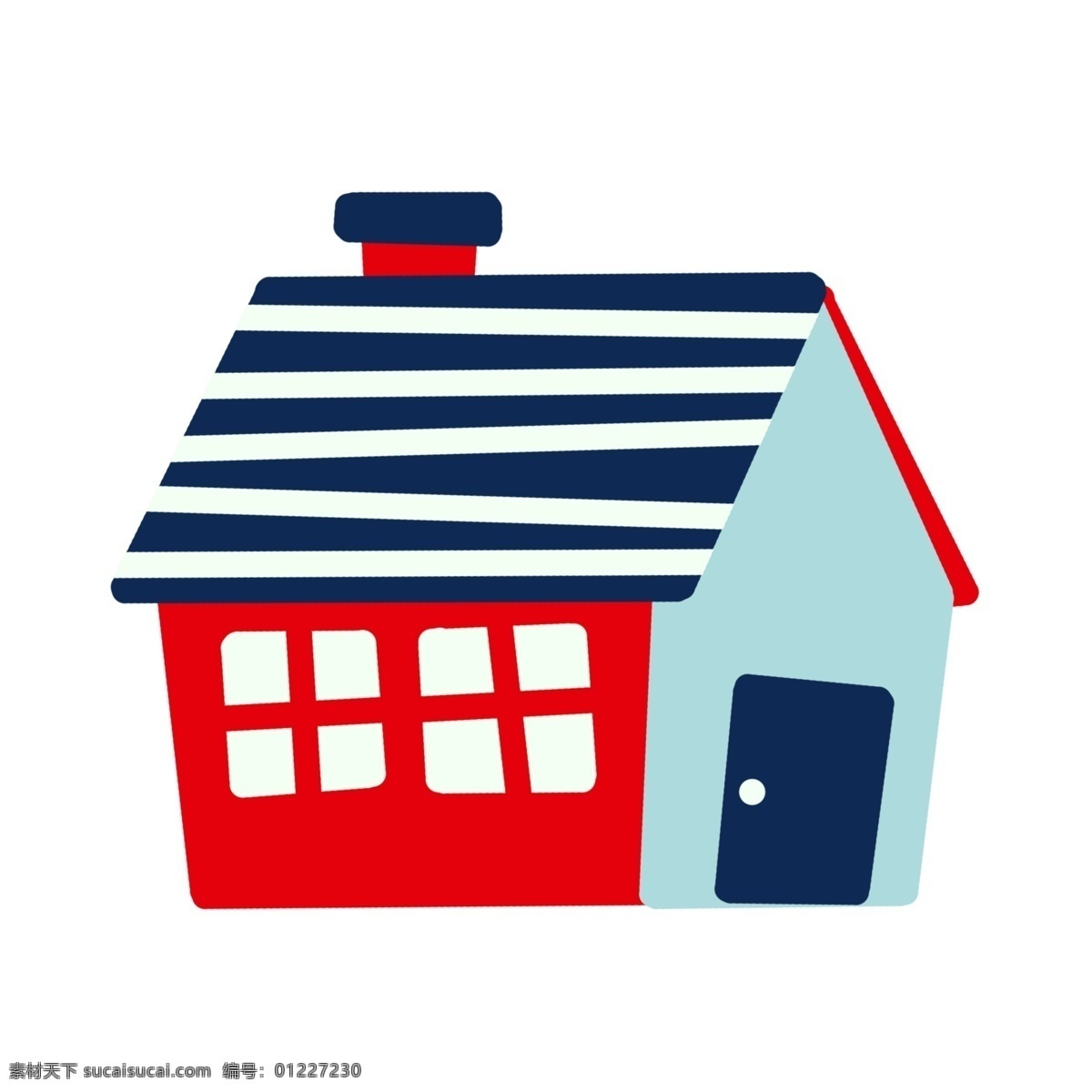 简易 房屋 插图 简易房屋 红色房屋 蓝色门窗 蓝白图案 户外房屋 建筑房屋 小房子 偏平化房屋
