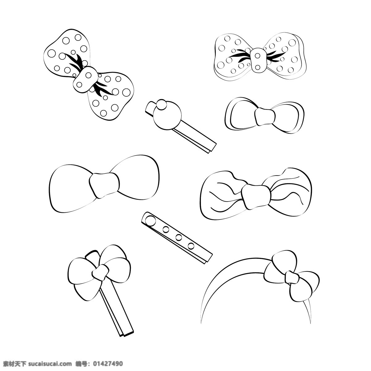 发夹 头饰 蝴蝶结 波点 发箍 花 圆点 线描 漂亮 可爱 青春 发饰 装饰 点缀 少女的物品 生活百科 休闲娱乐