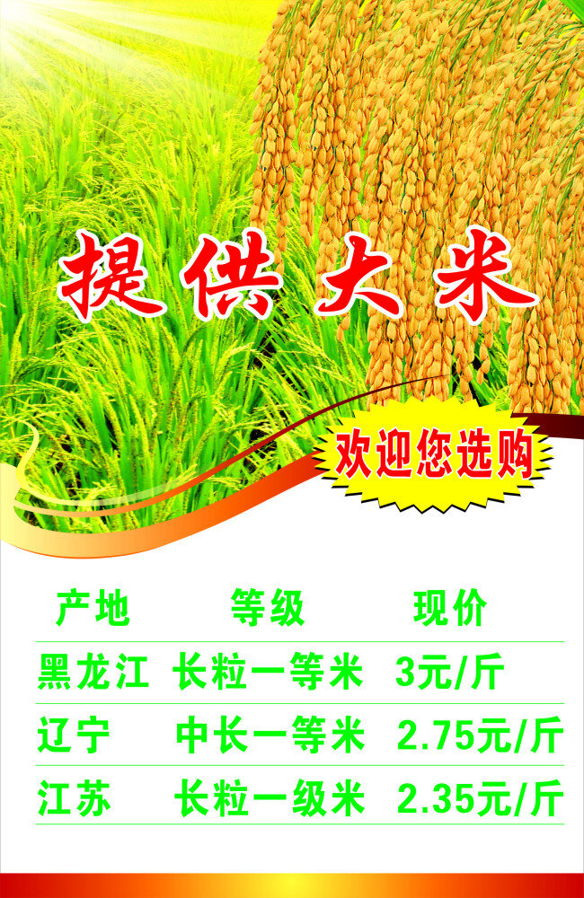 大米海报 大米 提供大米 水稻 绿色 清爽 环保 安全 健康大米