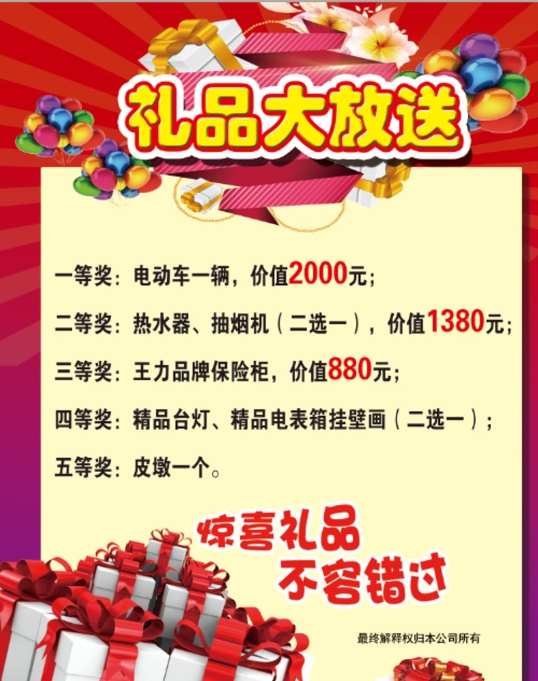 抽奖活动 促销 礼品 奖品展板 活动展板 分层