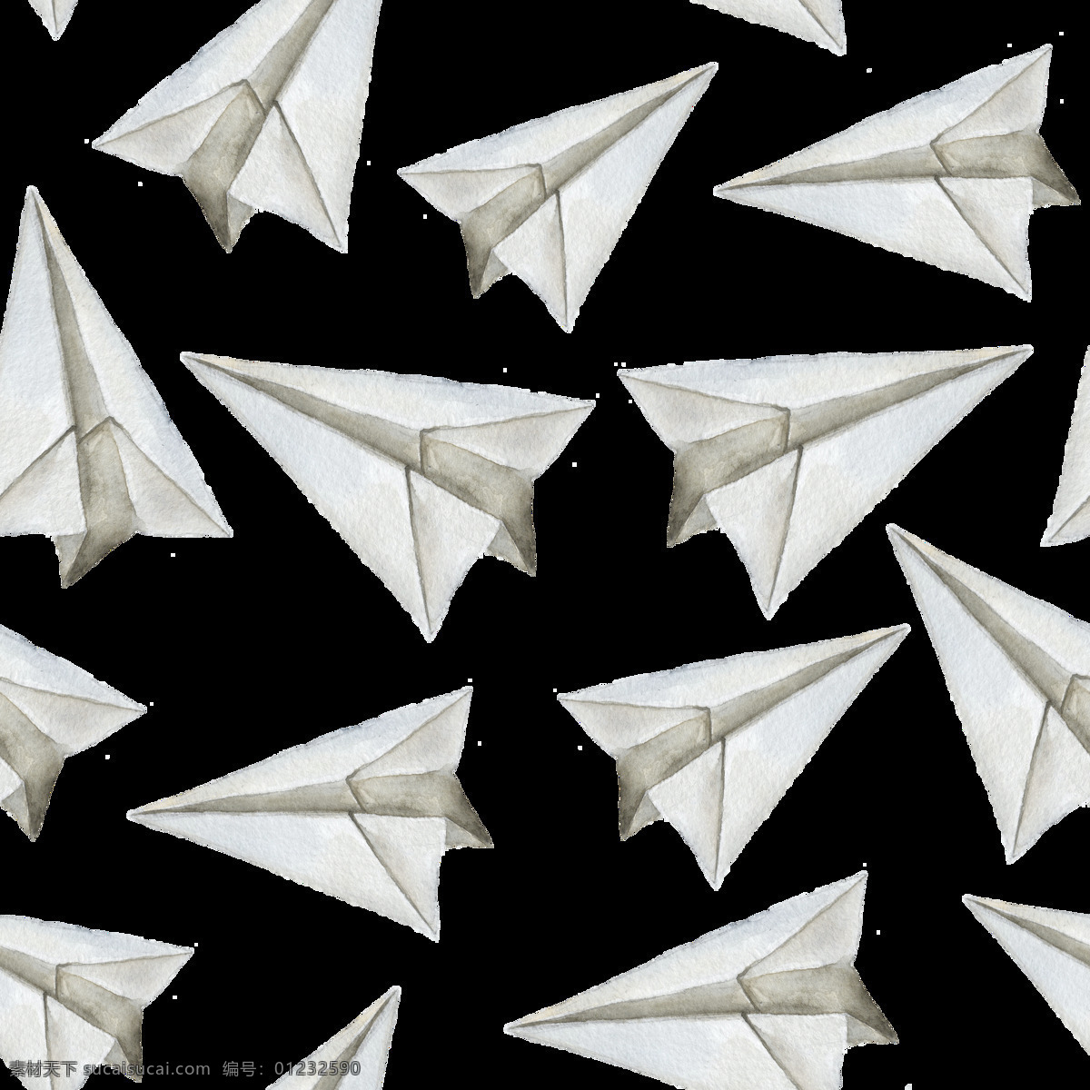 手绘 折纸 飞机 背景 图案 透明 白色 背景素材 逼真 卡通 立体 免扣素材 手工 水彩 透明素材 装饰图案