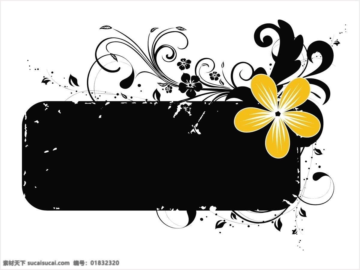 黑色 花艺设计 旗帜 矢量图 其他矢量图