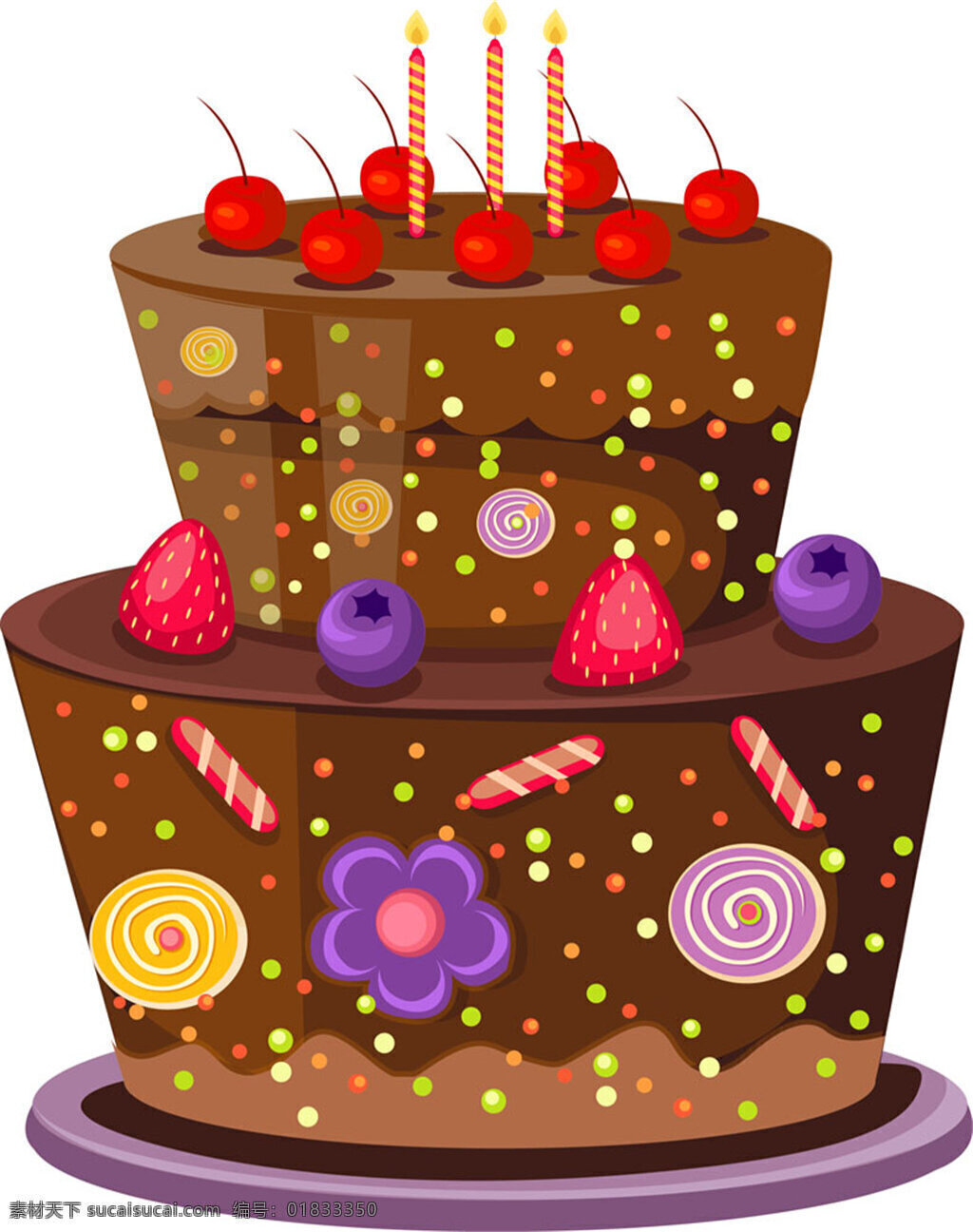 带 蜡烛 的卡 通 草莓 蛋糕 点心 奶油 甜点 西点 巧克力 高清 裱花蛋糕