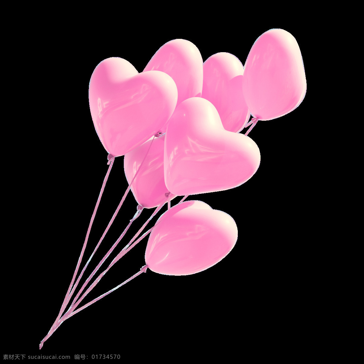 心形 气球 元素 粉色