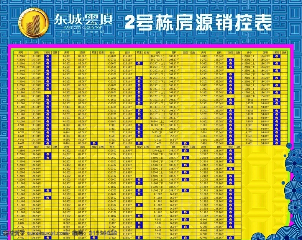 房源销控表 销控表 表格 房地产标识 商业 房地产 楼盘 促销 宣传展板 矢量