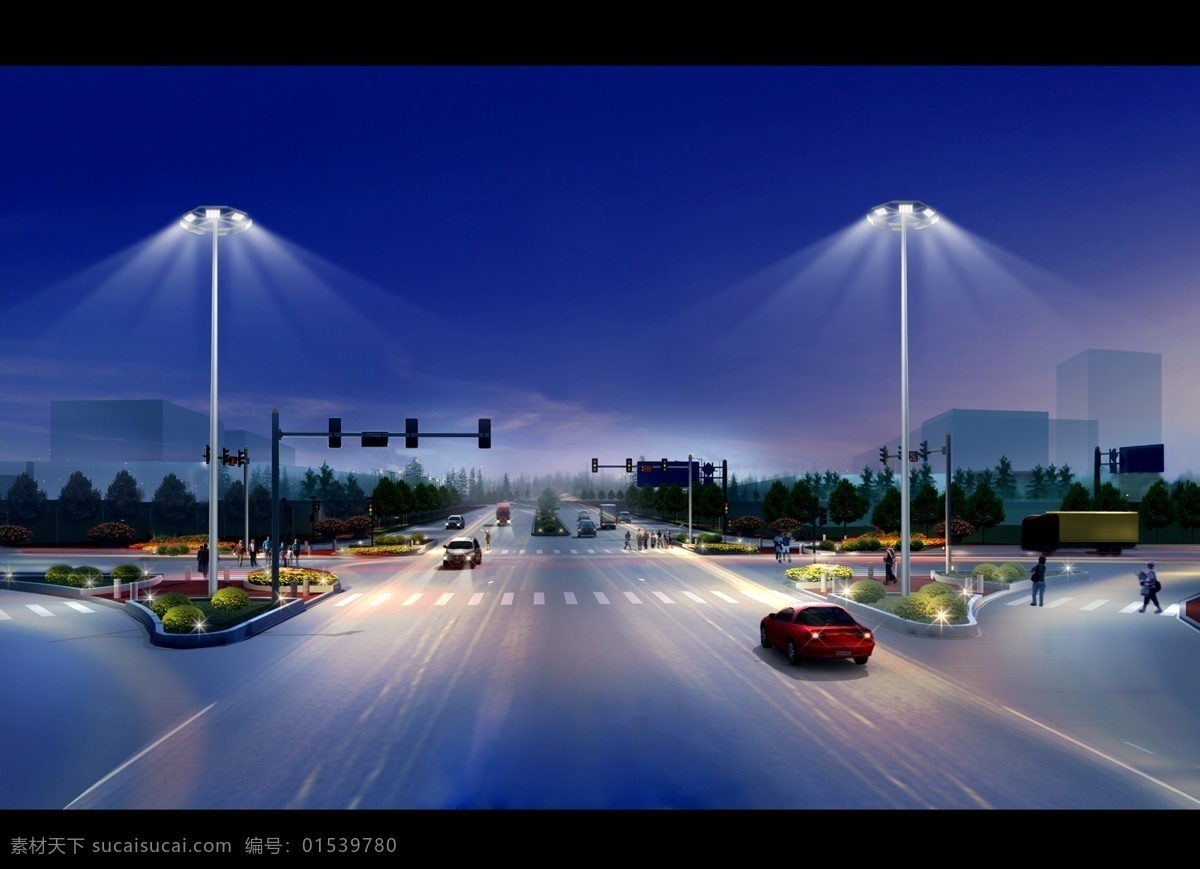 十字路口 led 路灯 照明 效果图 原图 道路 效果 道路照明 道路景观 城市亮化 交汇区照明