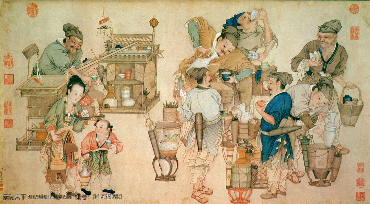 国画 壁画 传统文化壁画 美食壁画 火锅文化 火锅壁画 文化艺术 传统文化