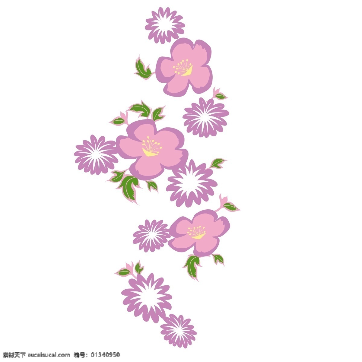 印花 矢量图 粉色 服装图案 花卉 印花矢量图 优雅植物 面料图库 服装设计 图案花型