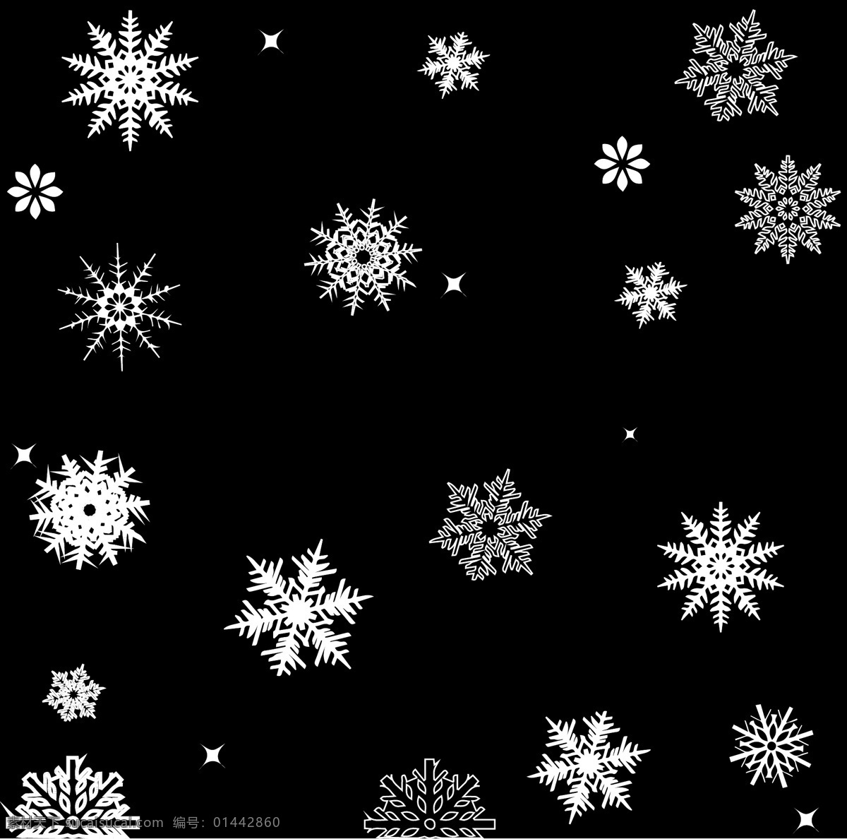 各种 类型 矢量 雪花 各类型的雪花 eps文件 矢量图 各种形状 底纹边框 其他素材