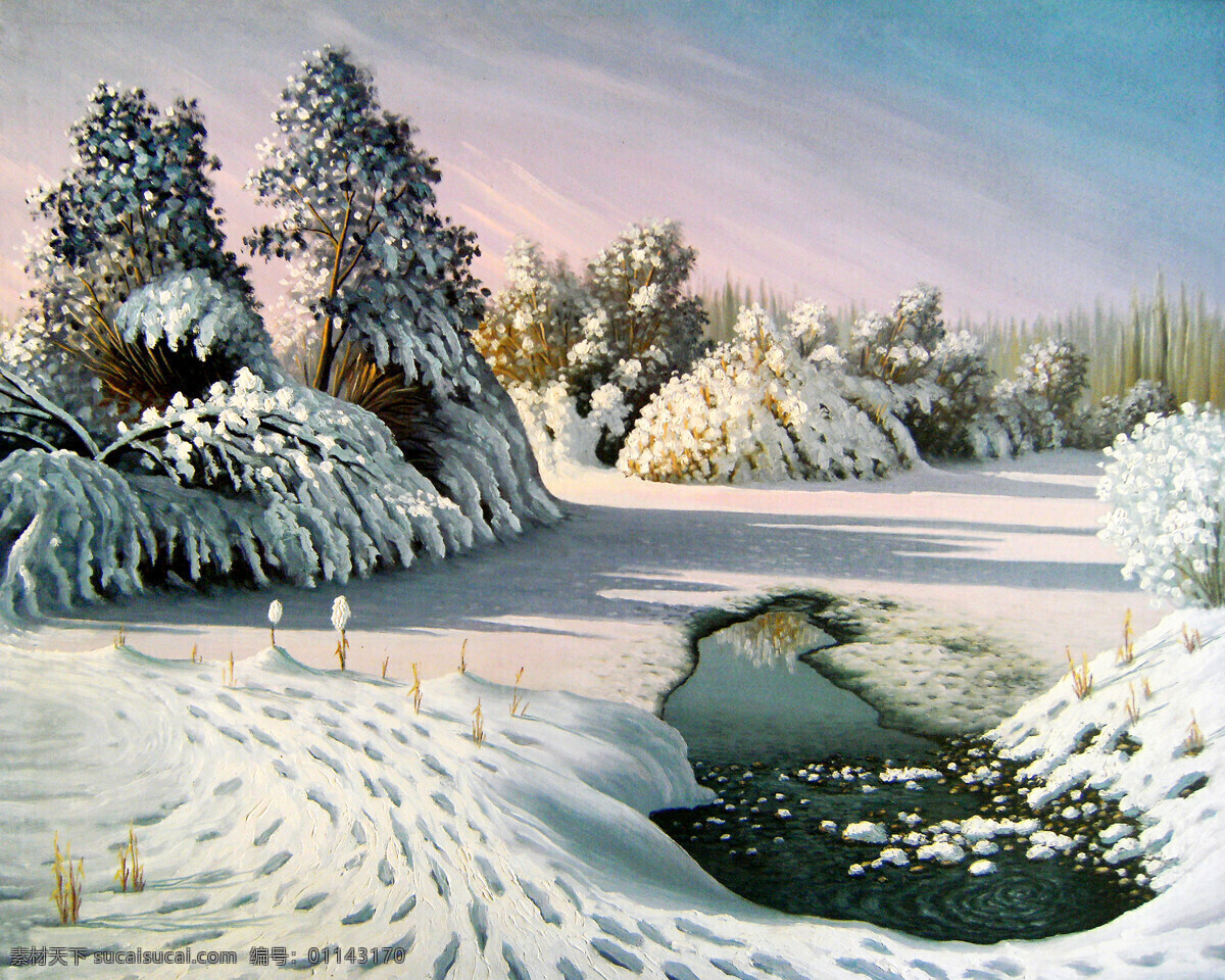 油画 冬天 雪景 名画 艺术 绘画 文化艺术 艺术品 世界名画 书画文字