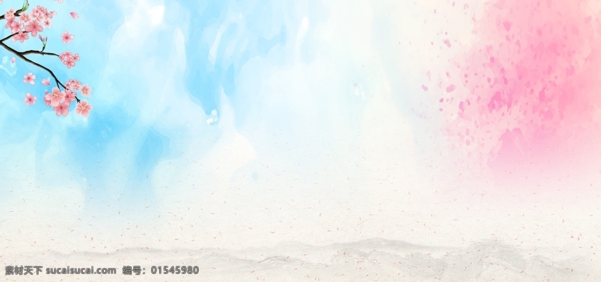 手绘 典雅 复古 banner 海报 背景 花朵 梅花 樱花 中国风 水墨 简约 水粉 彩色 大气