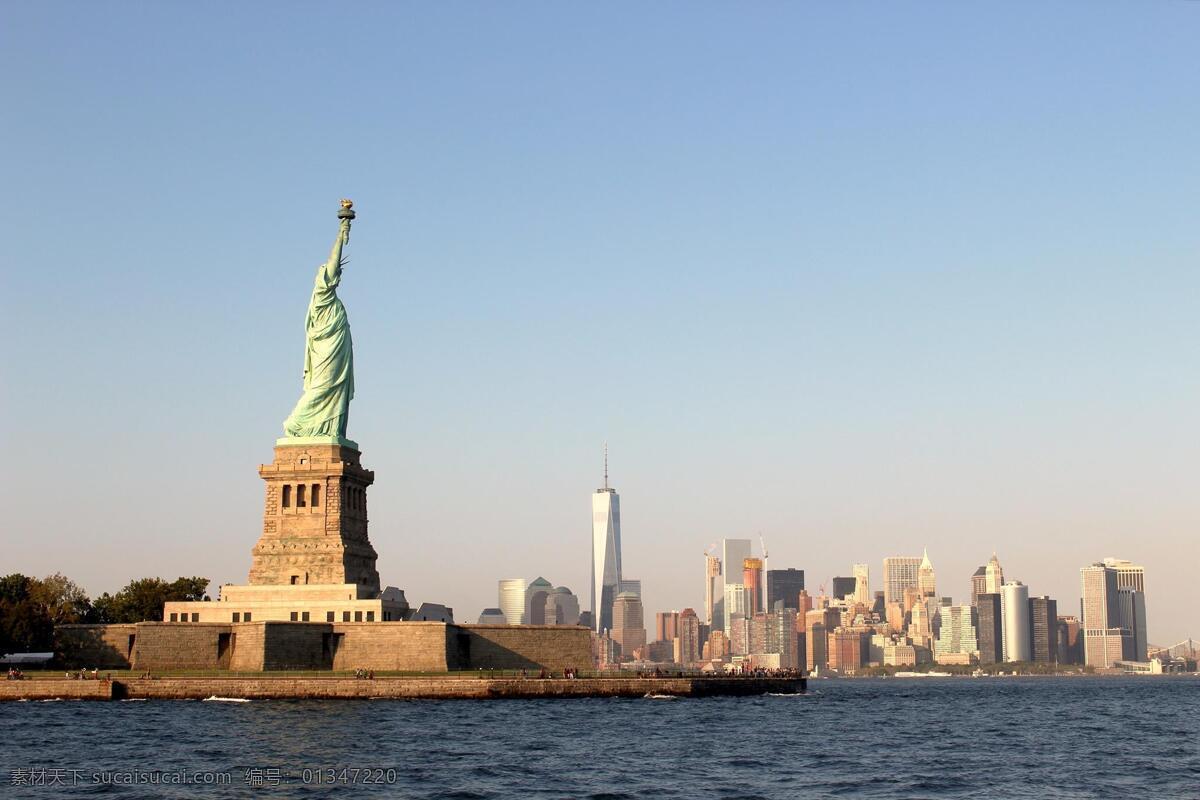 美国纽约 美国 纽约 自由女神像 海边 地标 建筑物 西雅图 旅游摄影 国外旅游