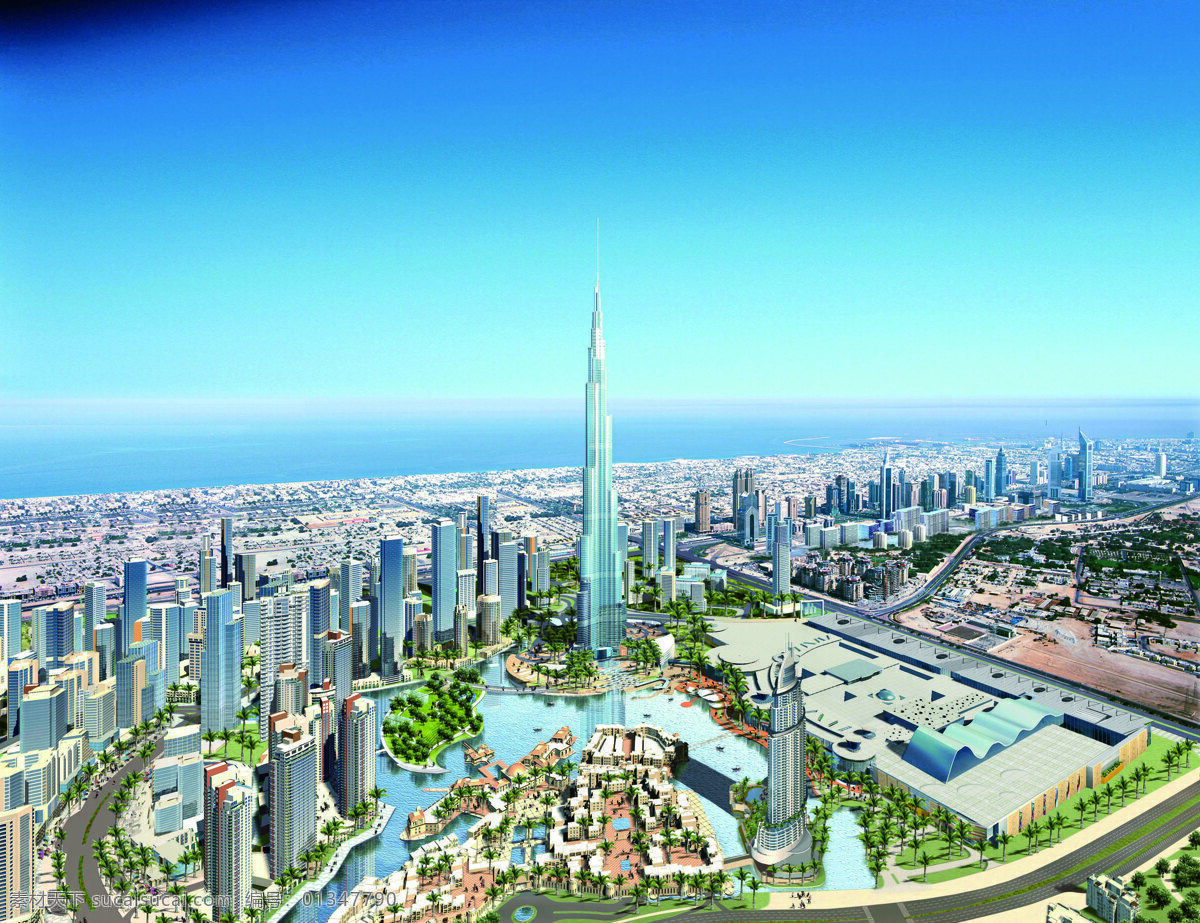 迪拜塔 建筑效果图 数字城市 迪拜 世界第一高楼 效果图 城市效果图 环境设计 建筑设计 设计图库