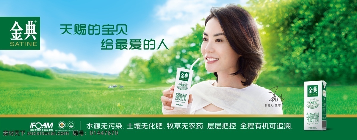 伊利 金典 奶 画面 有机 伊利牛奶 金曲典牛奶 有机牛奶 好吸收 美女 白衣美女 牛奶盒 王菲 蓝天 绿草 广告设计模板 源文件