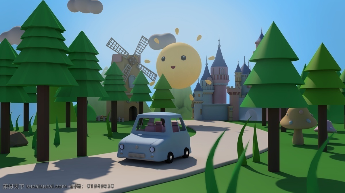 c4d 低 多边形 海报 背景 儿童节 低多边形 banner 淘宝首页 六一