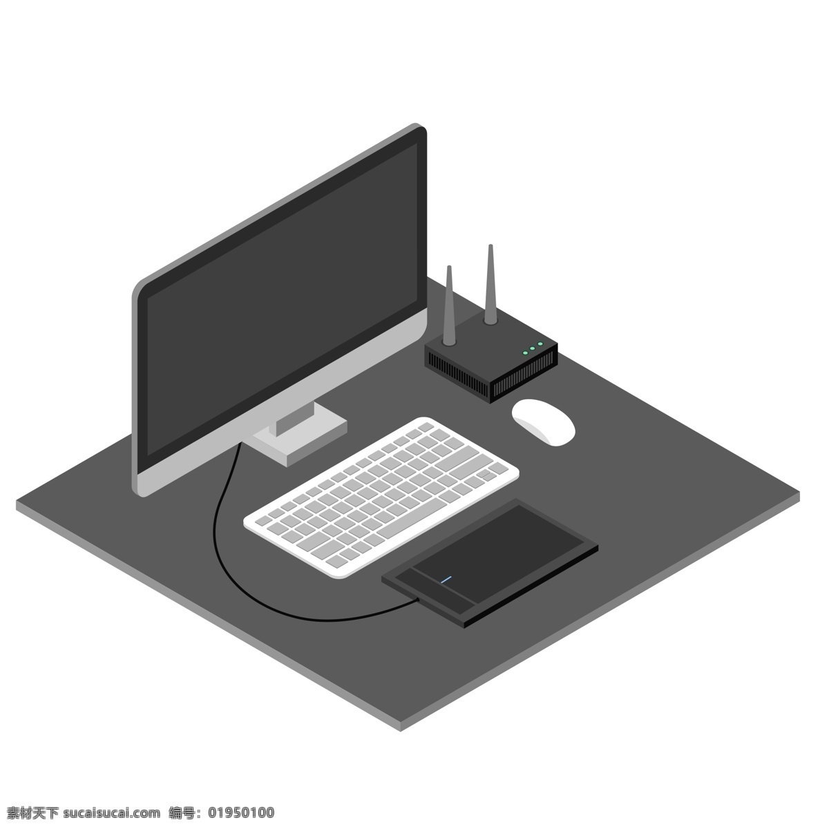 d 立体 商务 办公设备 元素 商用 办公 电脑 鼠标 25d 设备 路由器 键盘 手绘板 数据线