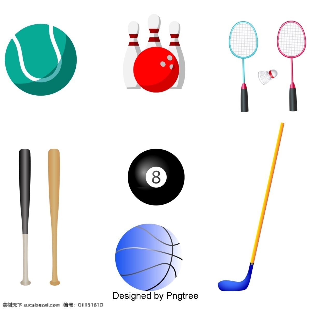漂亮 酷 卡通 平面 运动 球运动 器材 平板 保龄球 羽毛球 球拍 台球