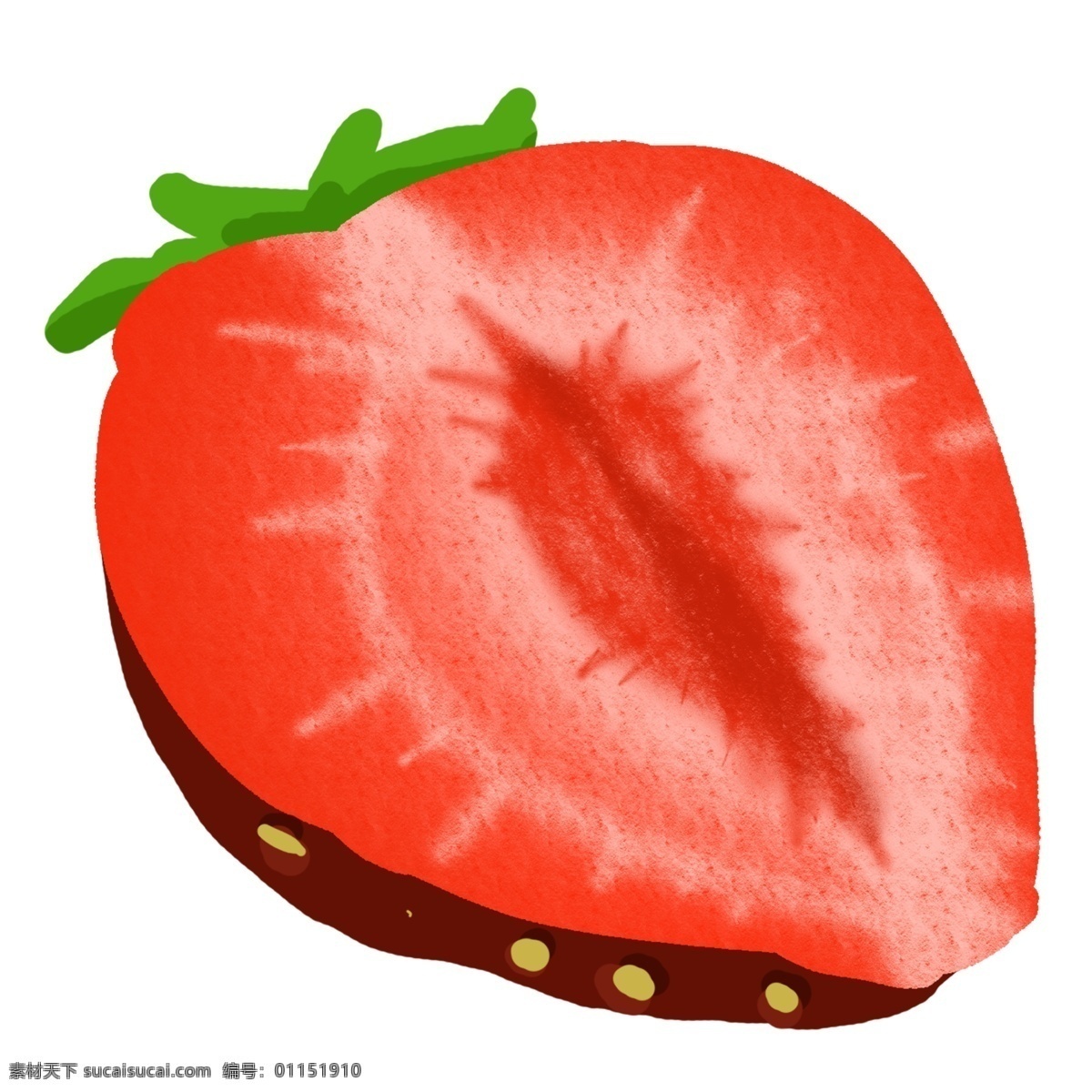 手绘 半 块 草莓 插画 手绘红色草莓 半块草莓 美味的草莓 手绘水果 美食 甜品 草莓插画 卡通草莓