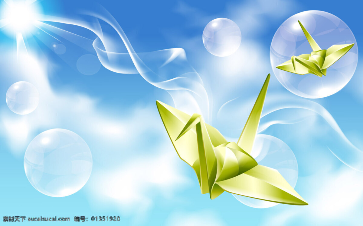 水珠 纸鹤 背景图片 设计图 桌面背景图片 绚烂 色彩 眩 丽 线条