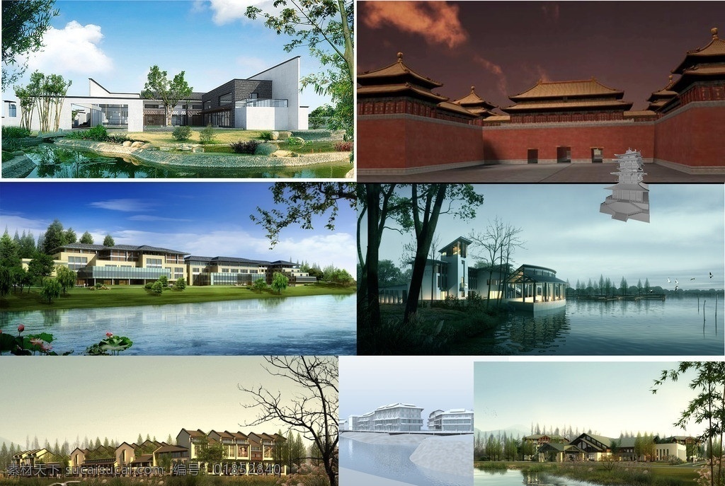 古建 中式 建筑模板 古建筑 模型 江南 新中式 滨水景观建筑 3d模型 建筑模型 别墅模型 室外模型 3d设计模型 源文件 max