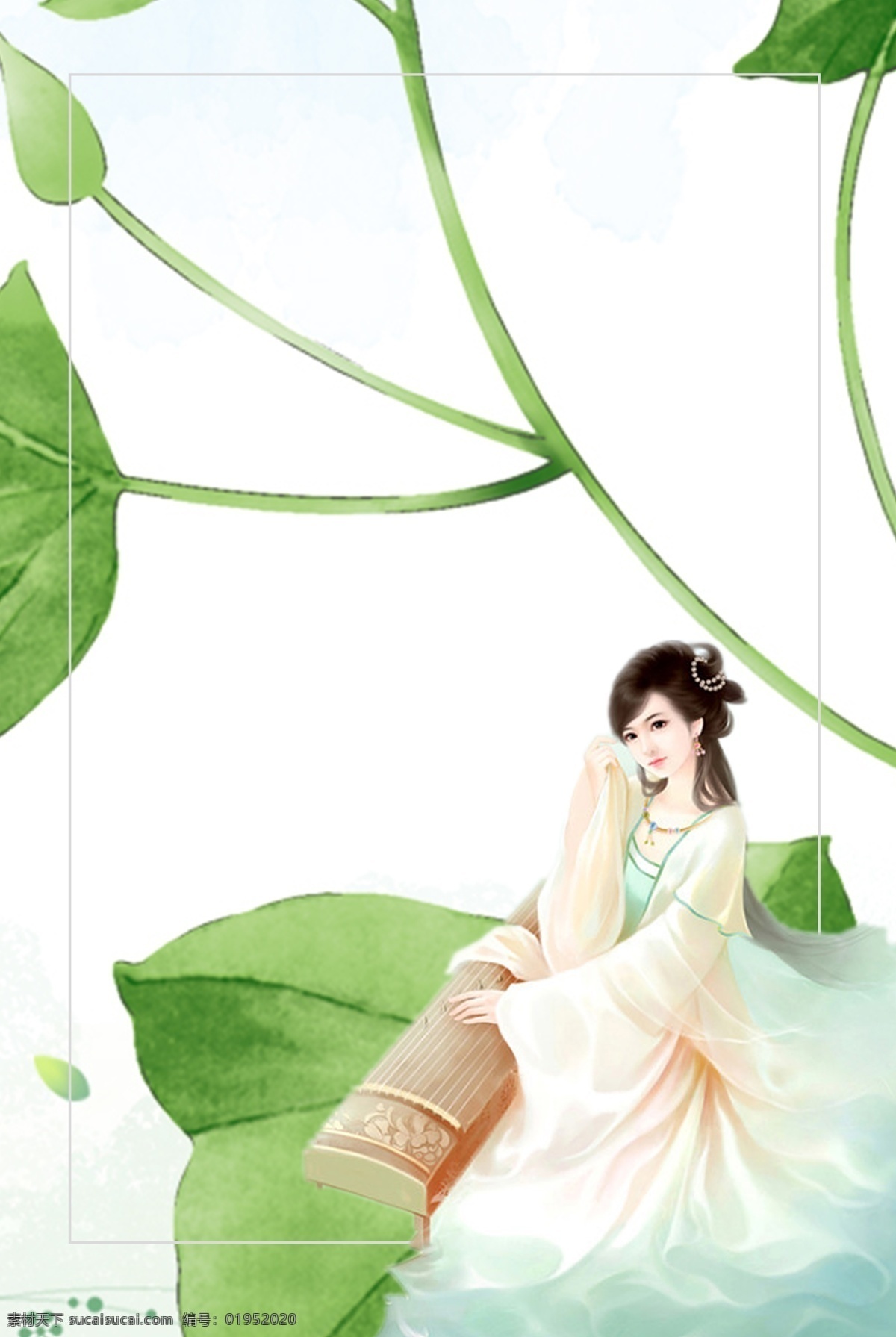 绿色植物 古典 美女 海报 背景 典雅背景 复古背景 古典背景 古典美女 黑白背景 水墨背景 新中式背景 展板背景 中国背景 中国风 中国风背景 中国山水