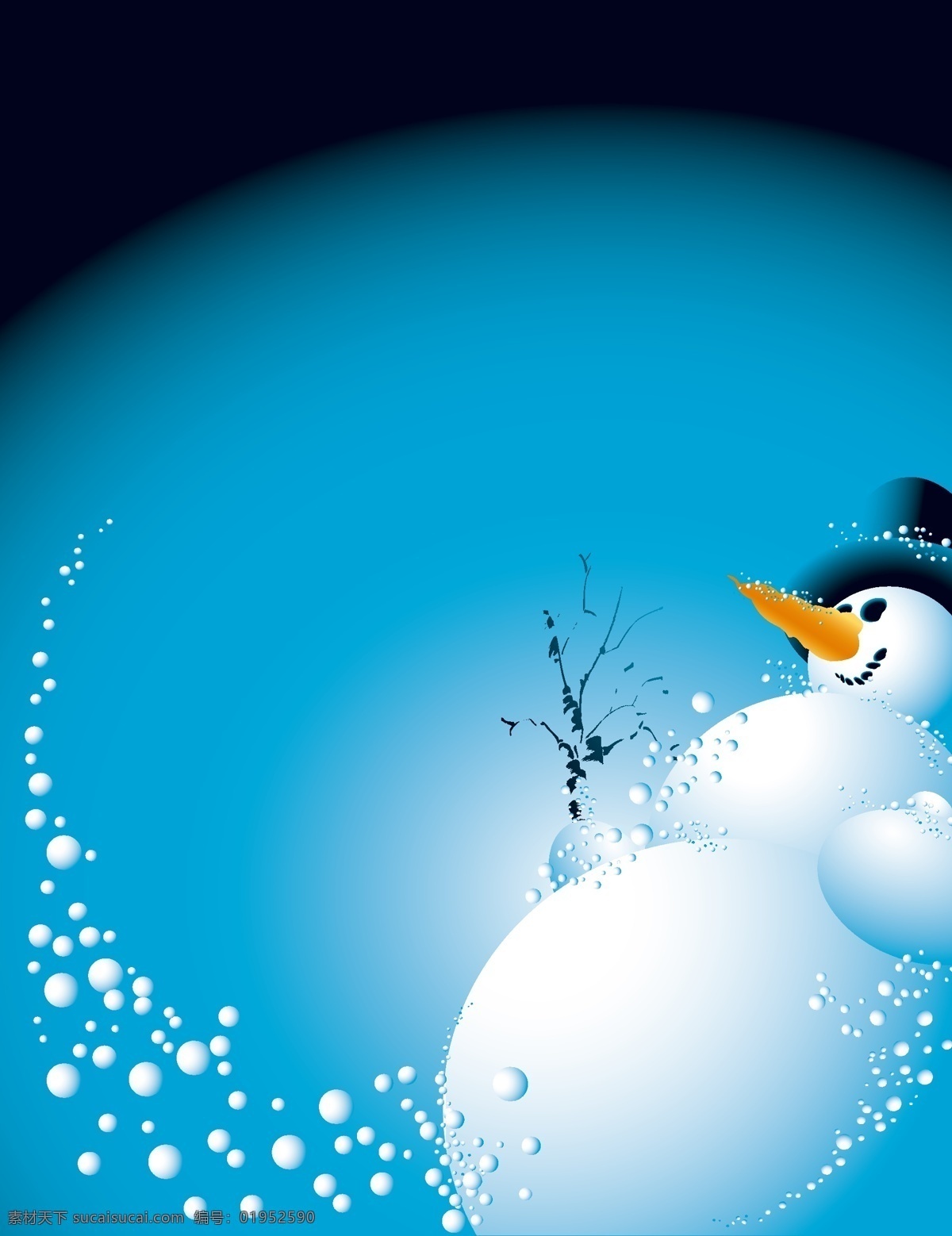 矢量 质感 雪人 圣诞节 背景 蓝色 星空 卡通 冬天 海报 童趣 手绘