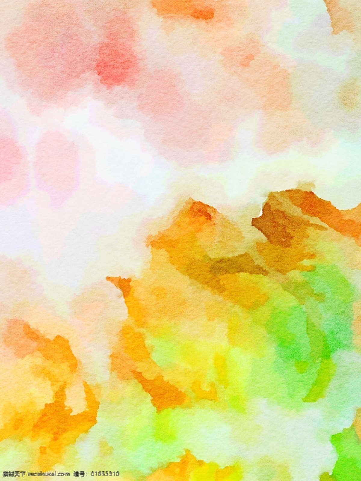 全 原创 水彩 质感 粉黄 绿色 背景 黄绿 纹理 平面 宣传 水彩质感