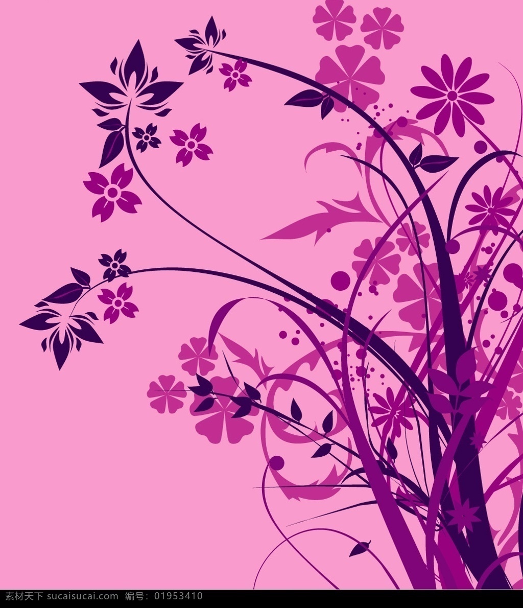 紫色 时尚 花卉 剪影 矢量 生物世界 花草 矢量图库