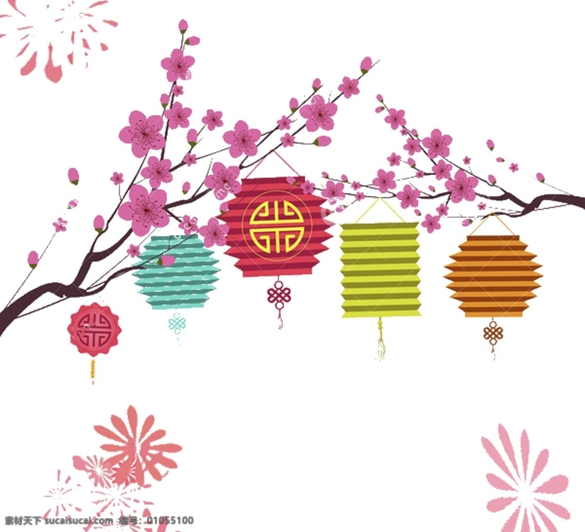 中秋 梅花 灯笼 中秋素材 装饰 喜庆 中国风 年味 过年