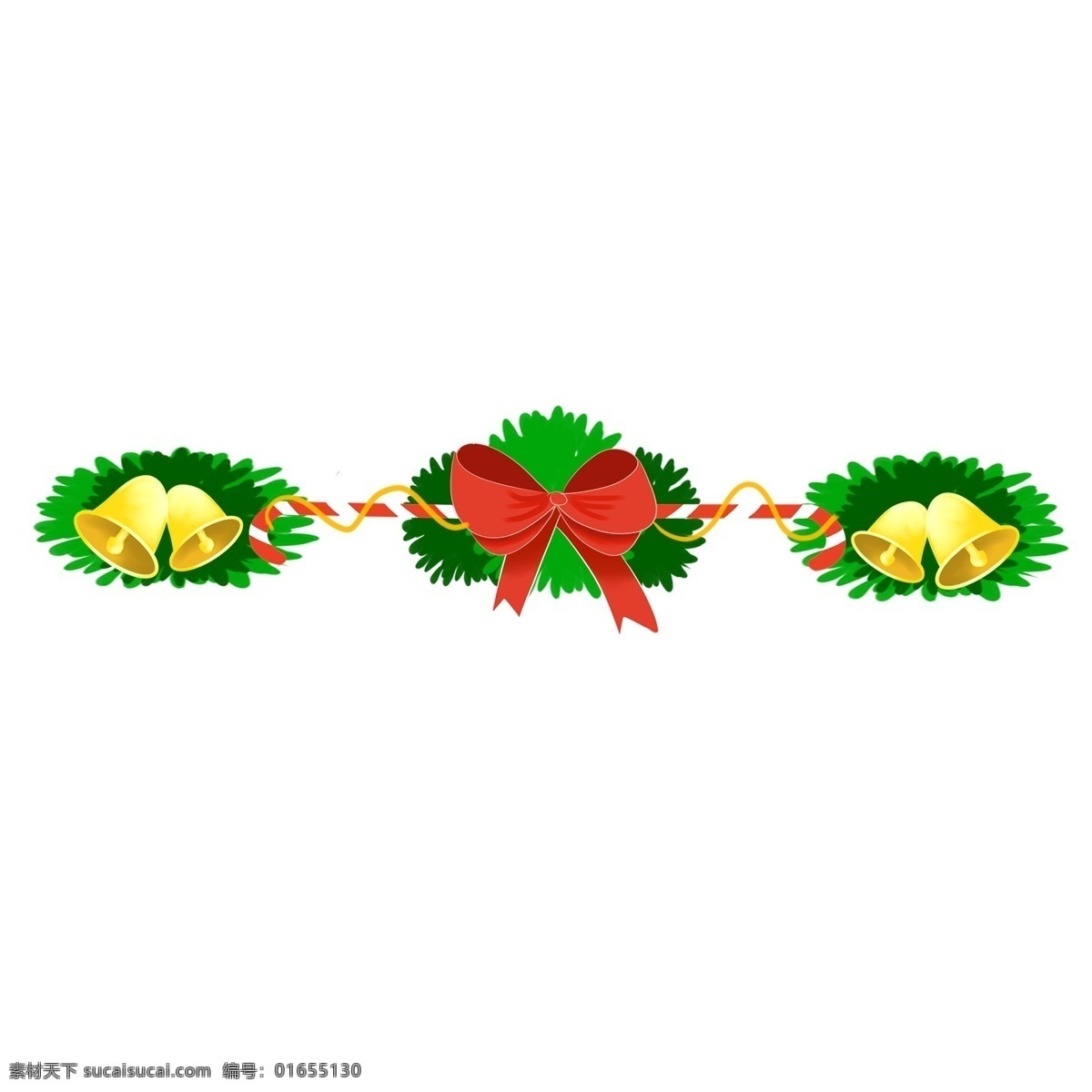 圣诞节 铃铛 边框 插画 圣诞节边框 绿色的边框 红色的蝴蝶结 边框插画 黄色的铃铛 悦耳的铃声