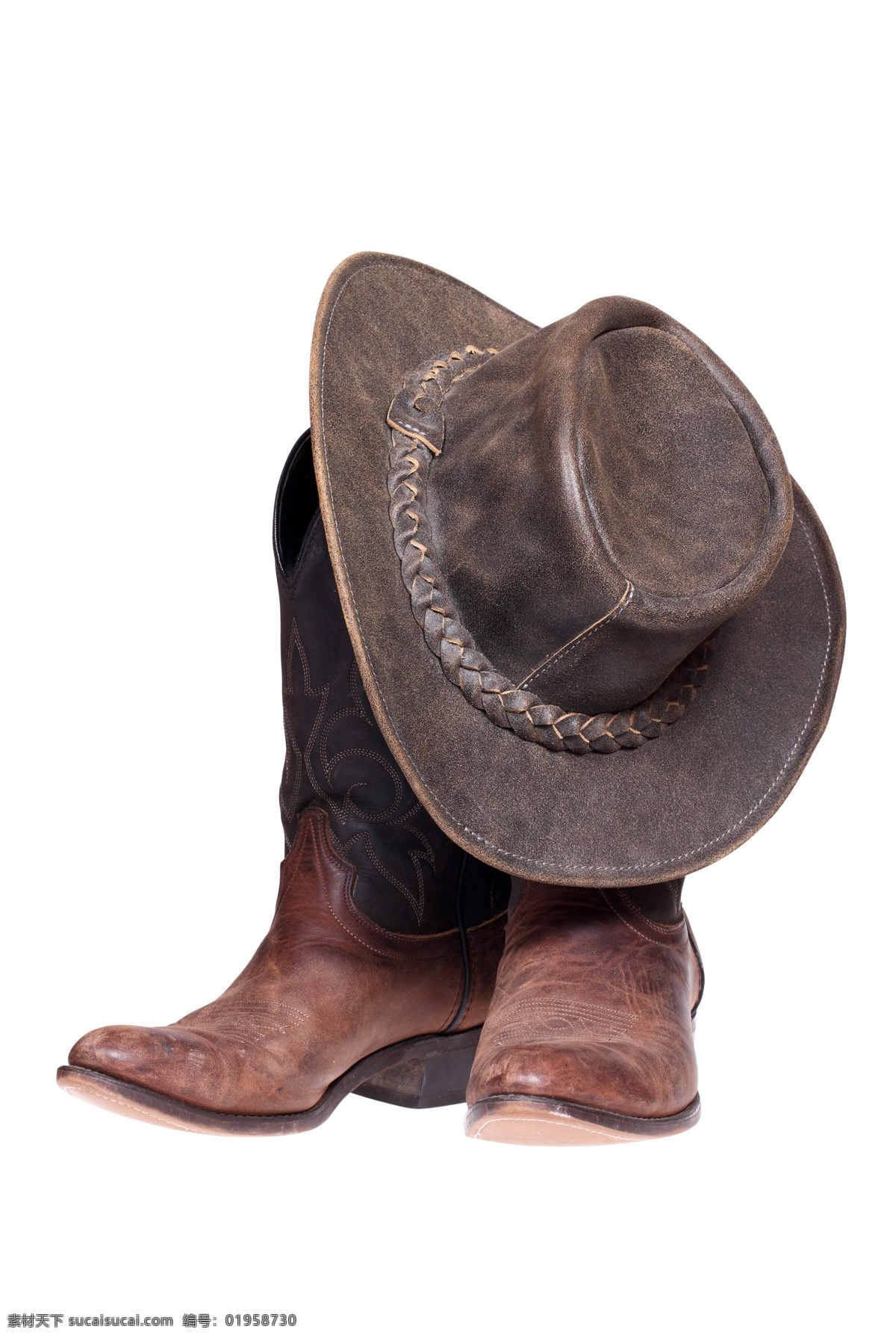 皮帽和皮靴 牛仔风格 皮帽 皮靴 皮革 棕色 牛仔 西部牛仔 美国西部牛仔 其他类别 生活百科 白色